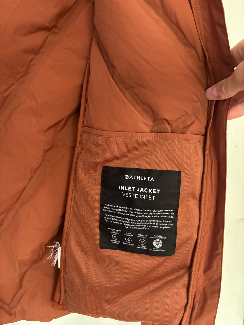 Athleta Inlet Rust Orange Puffer - Picture 10 of 11